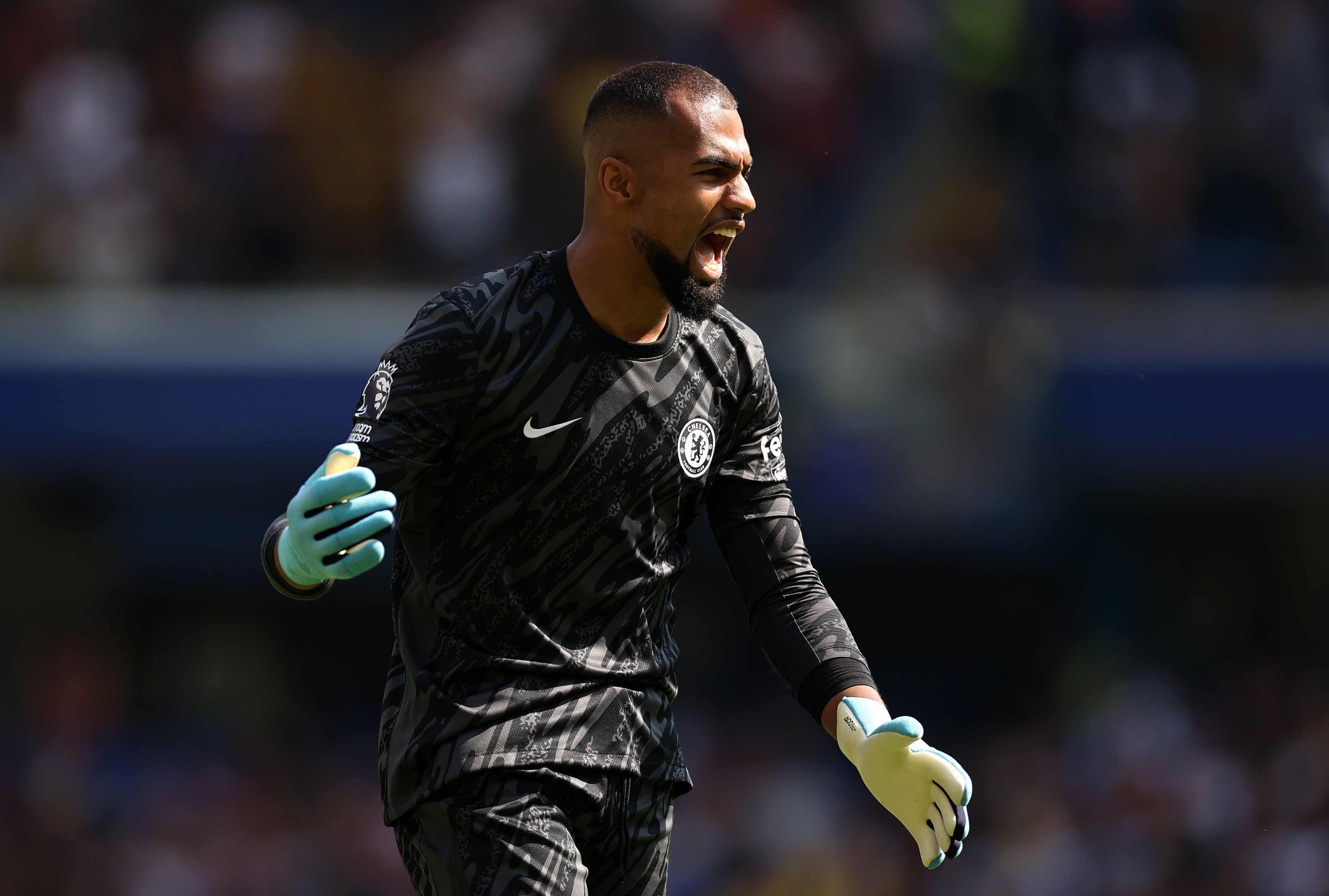Robert Sanchez celebrates a Chelsea goal.
