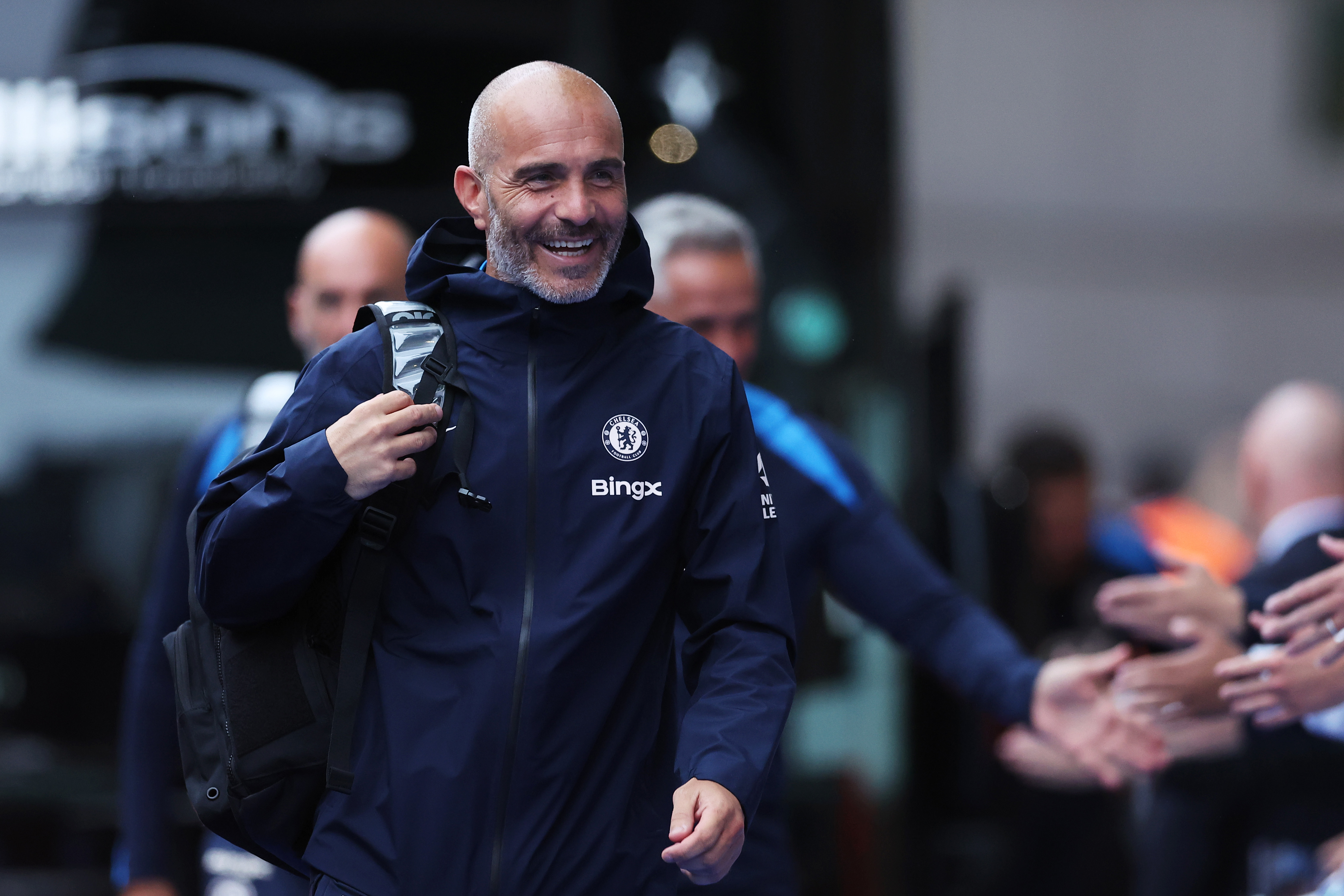 Enzo Maresca arrives at Stamford Bridge. (Photo by Richard Pelham/Getty Images)