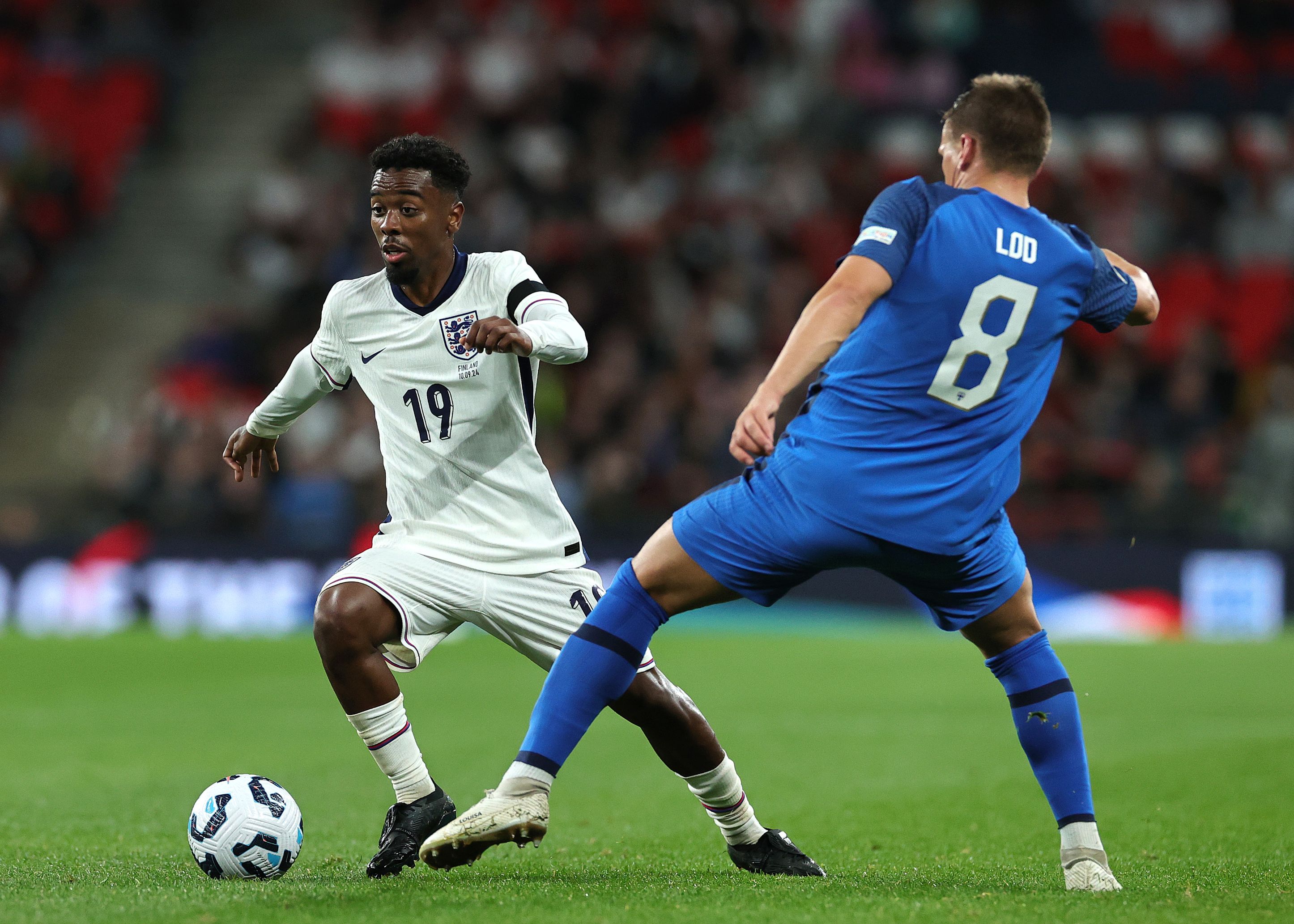 Angel Gomes in midfield for England. (Photo by David Rogers/Getty Images)