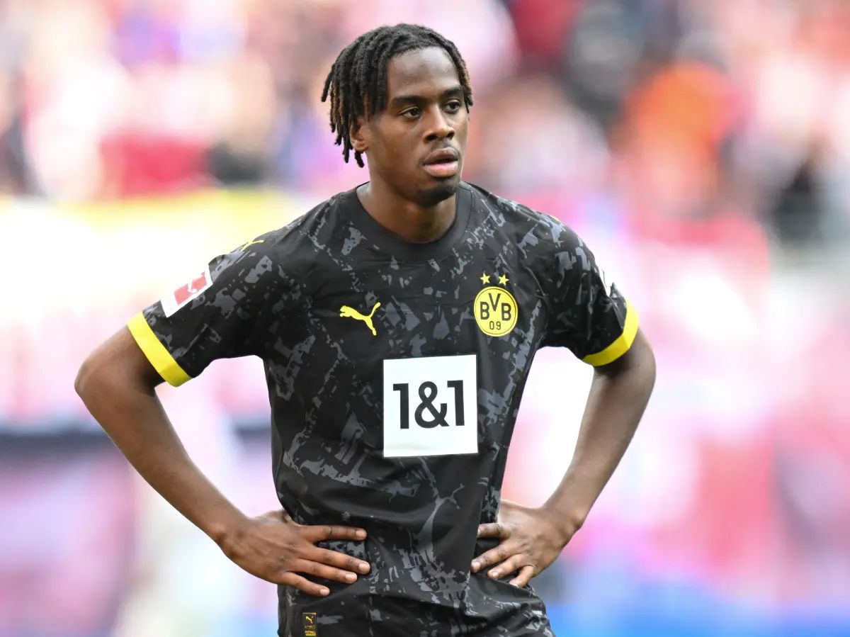 Jamie Gittens in action for Borussia Dortmund (Photo by Stuart Franklin/Getty Images)