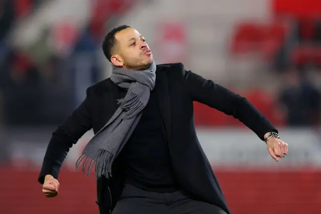 Liam Rosenior celebrates a goal.
