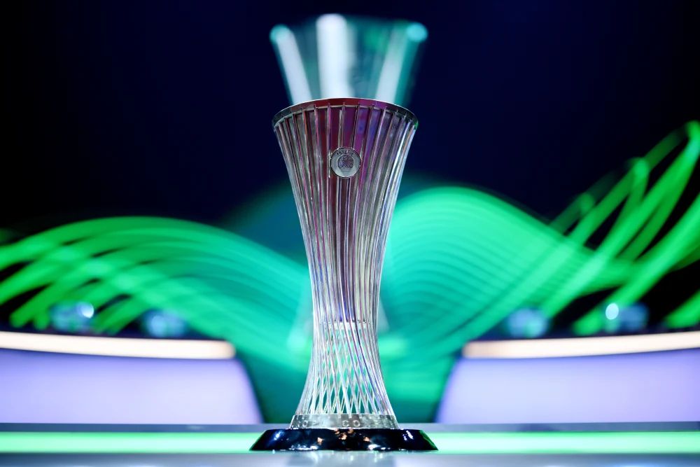 The UEFA Europa Conference League trophy.