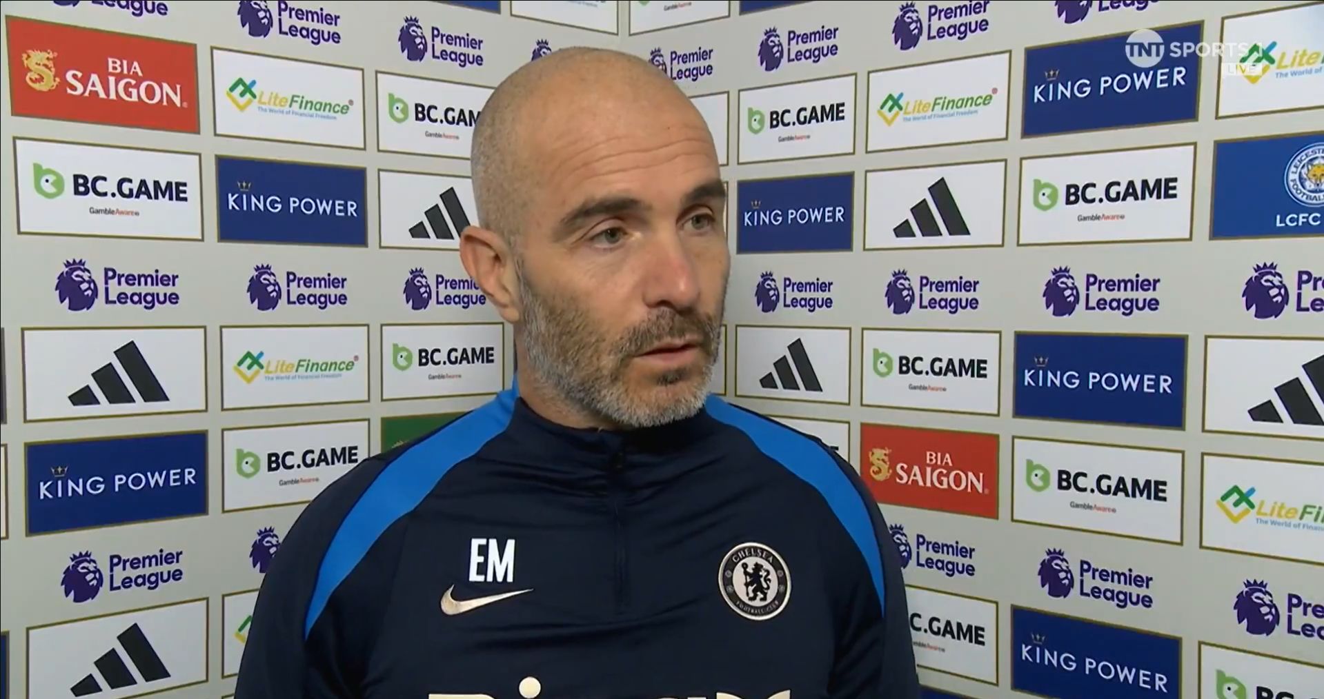 Enzo Maresca interviewed before Leicester game.
