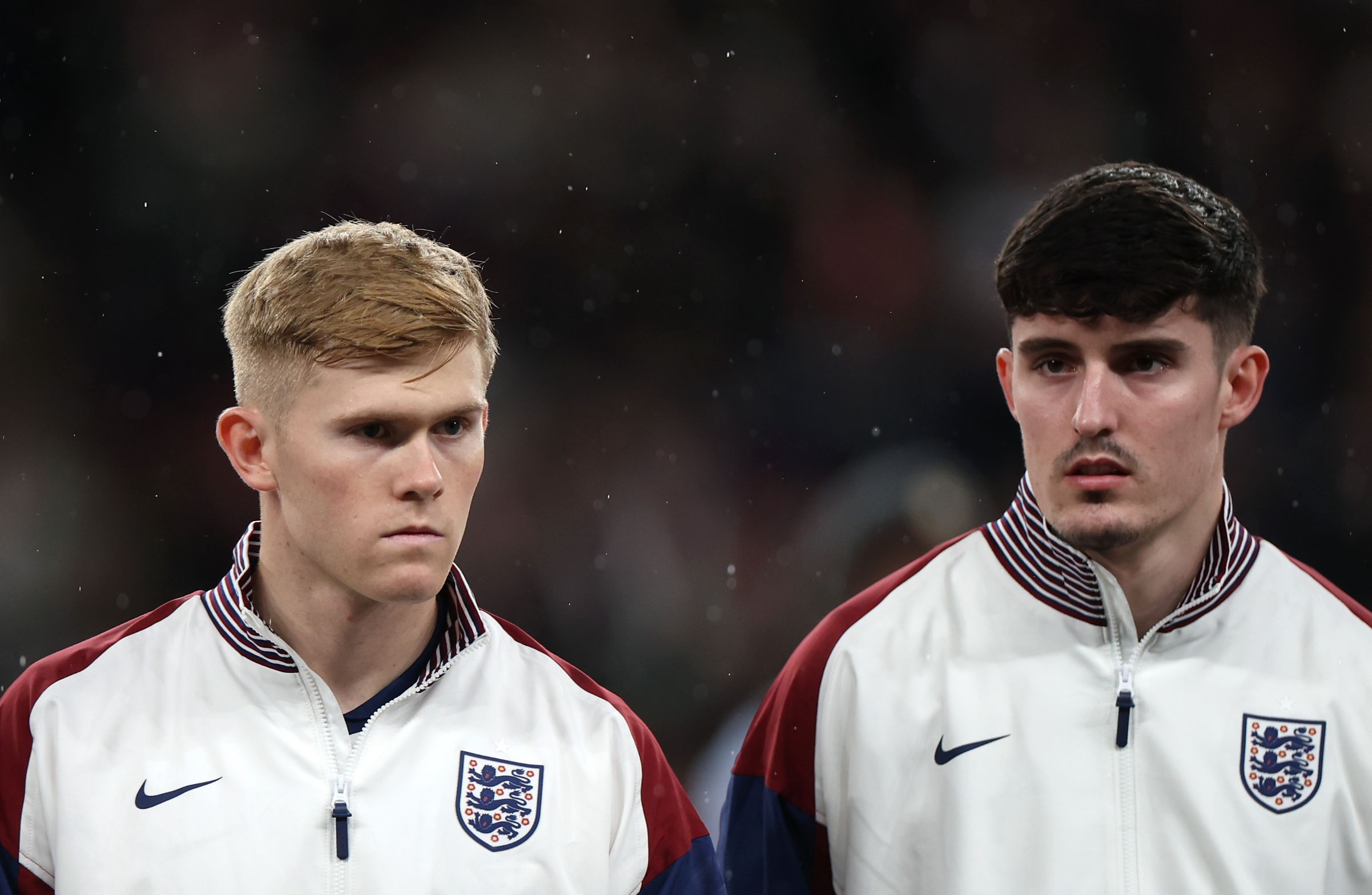 Lewis Hall and Tino Livramento playing for England. (Photo by Alex Pantling/Getty Images)