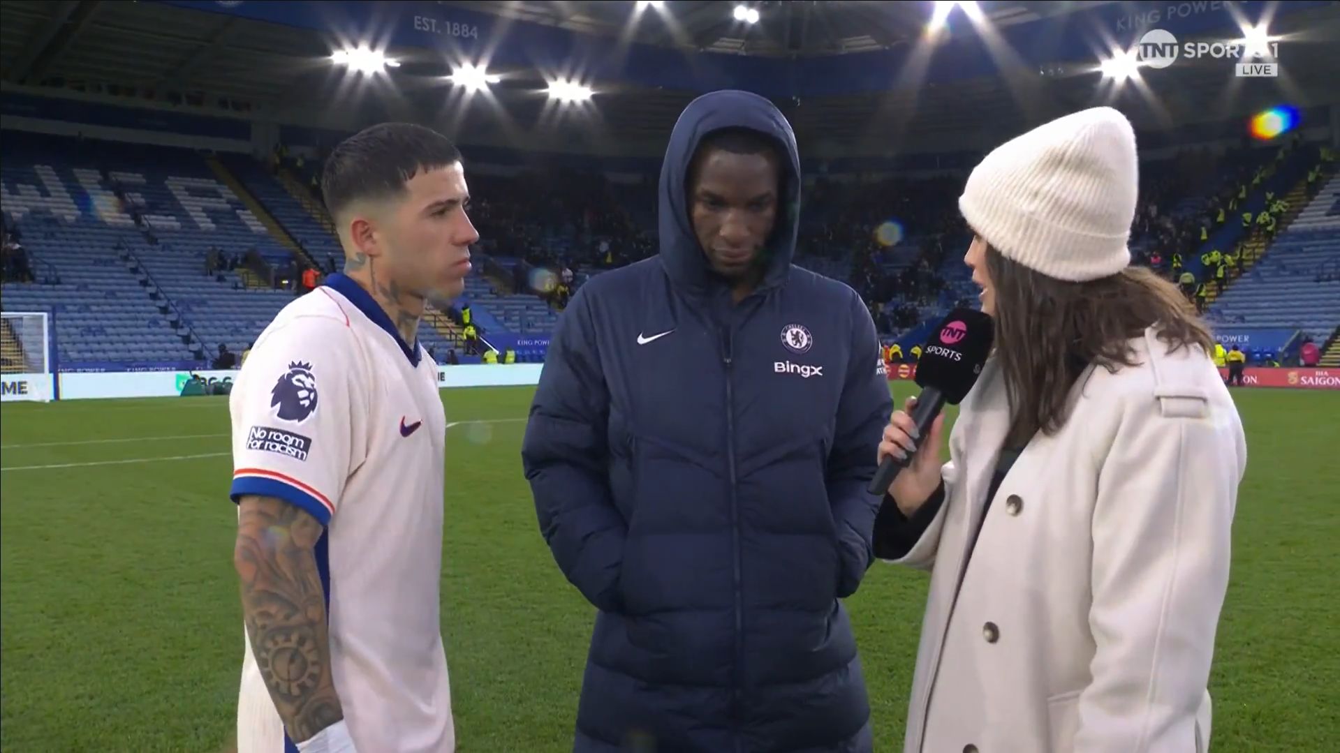 Nicolas Jackson and Enzo Fernandez interviewed on TNT Sport.