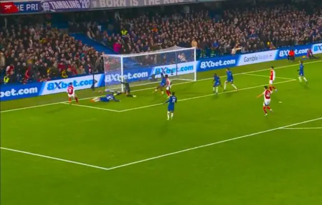 Robert Sanchez makes a mistake at the near post.
