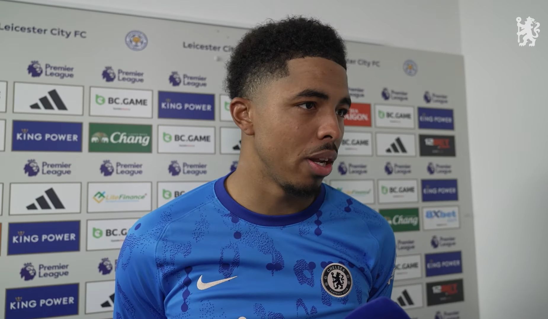 Wesley Fofana speaks to Chelsea TV after a win at his old club.