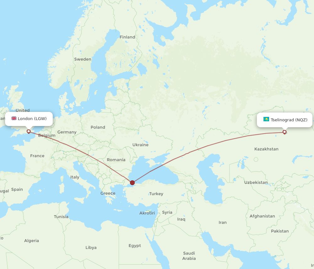 A sample London to Astana trip.