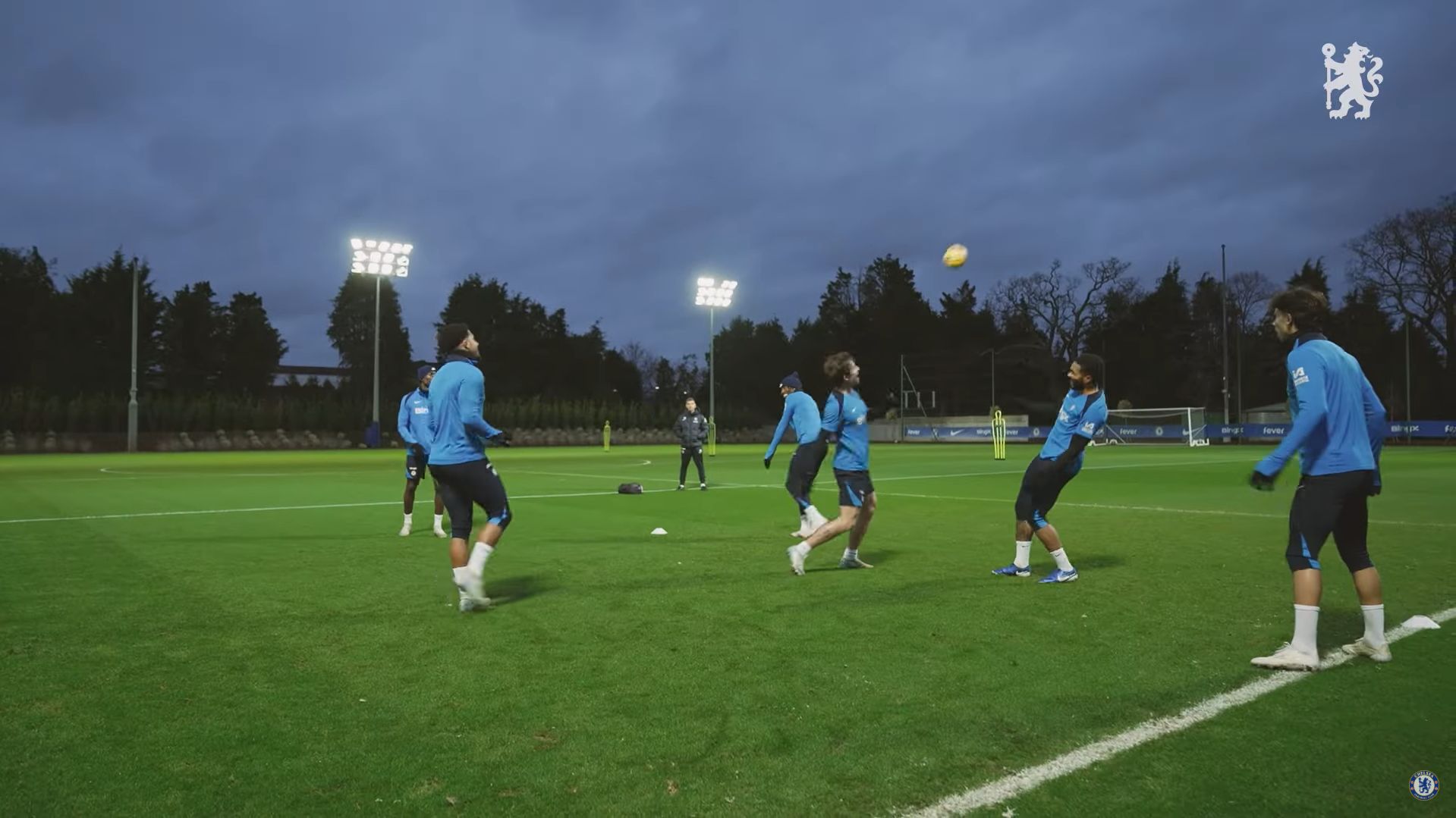 Ben Chilwell gets contact on a ball in a rondo.