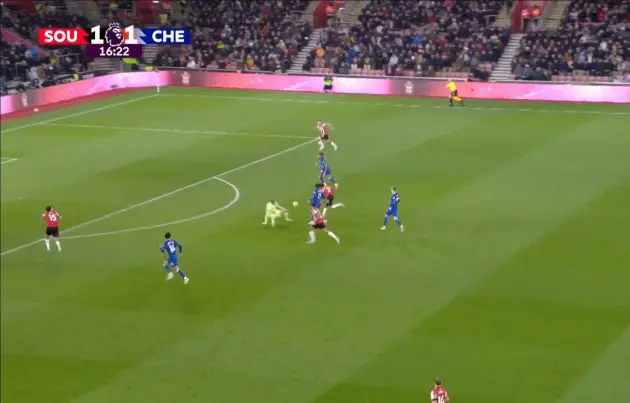 Christopher Nkunku scores into an empty net.