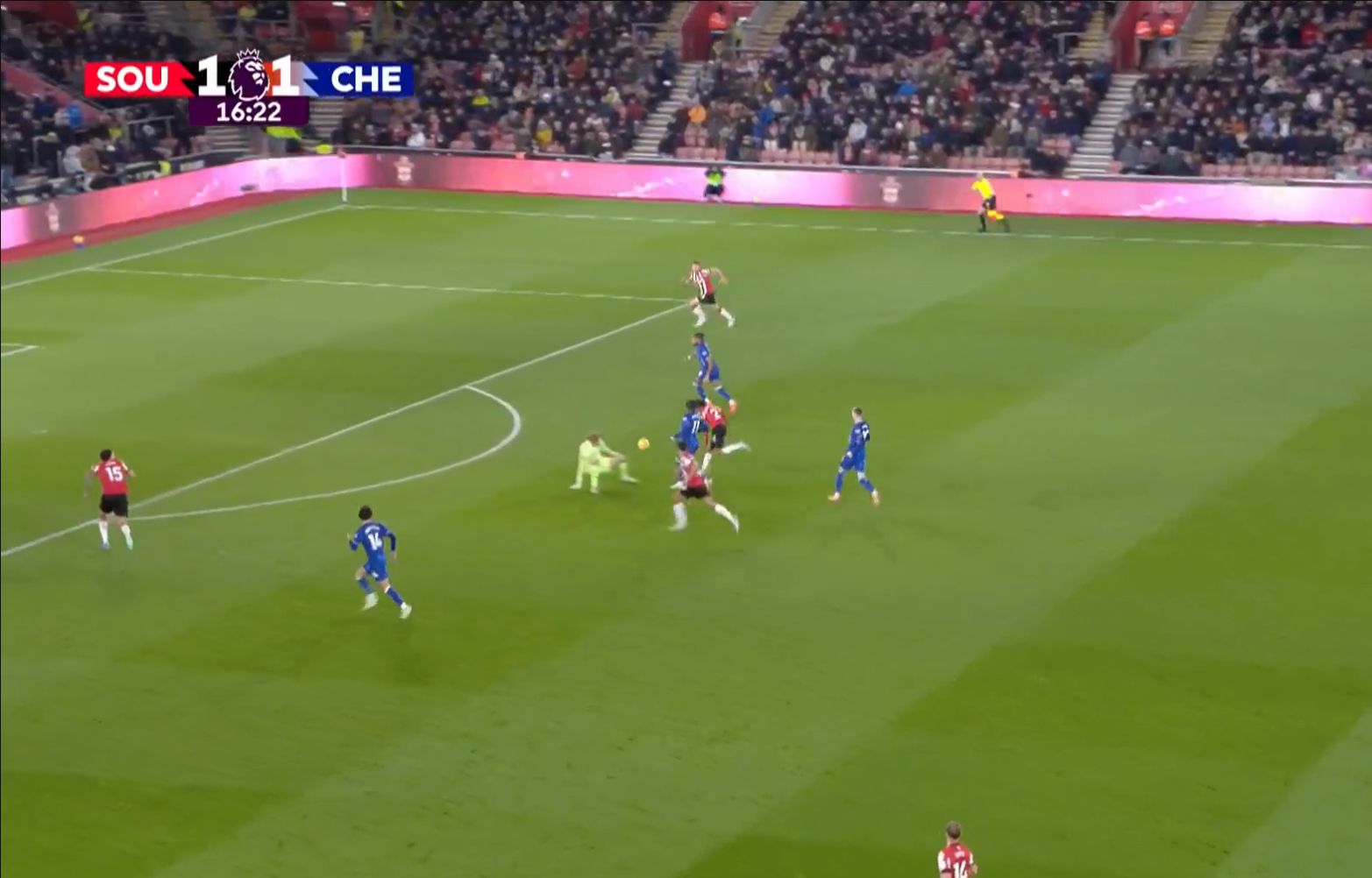 Christopher Nkunku scores into an empty net.