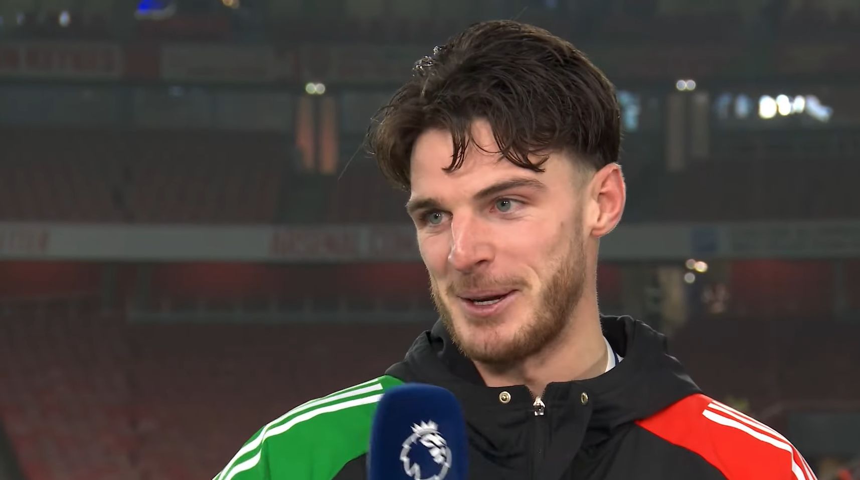 Declan Rice talks to the cameras.