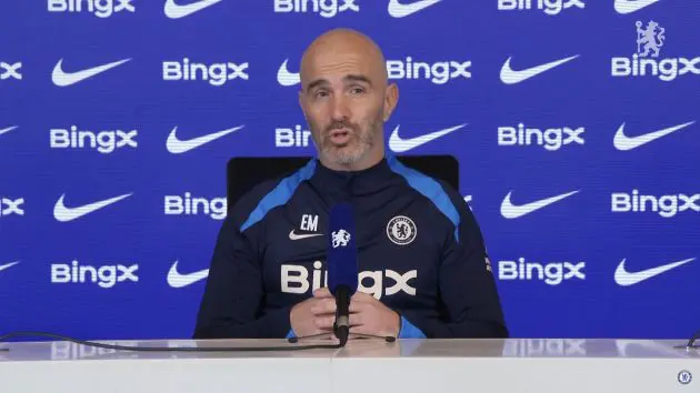 Enzo Maresca speaks in a press conference.