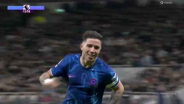 Enzo celebrates his goal to put Chelsea ahead.