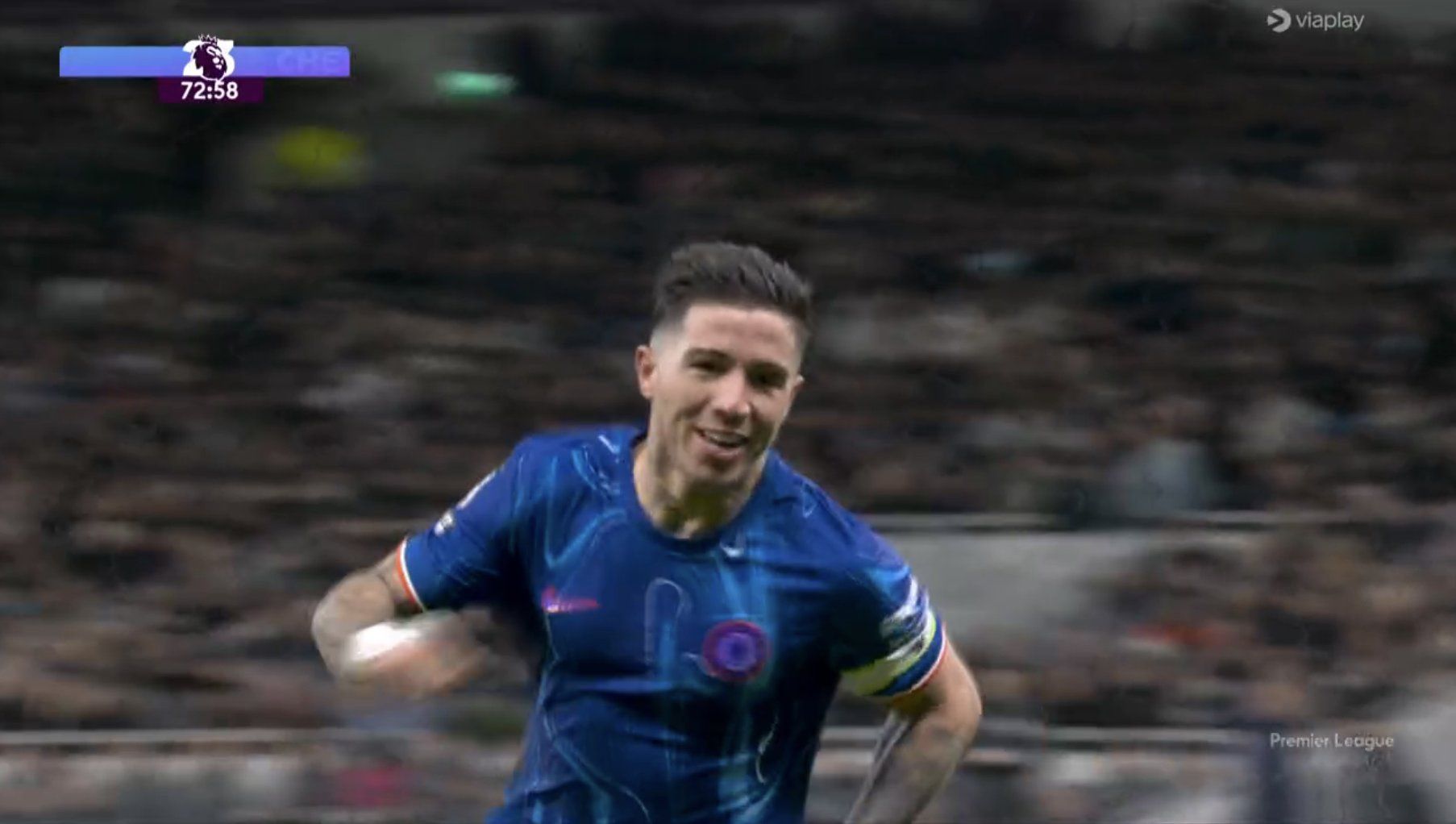 Enzo celebrates his goal to put Chelsea ahead.
