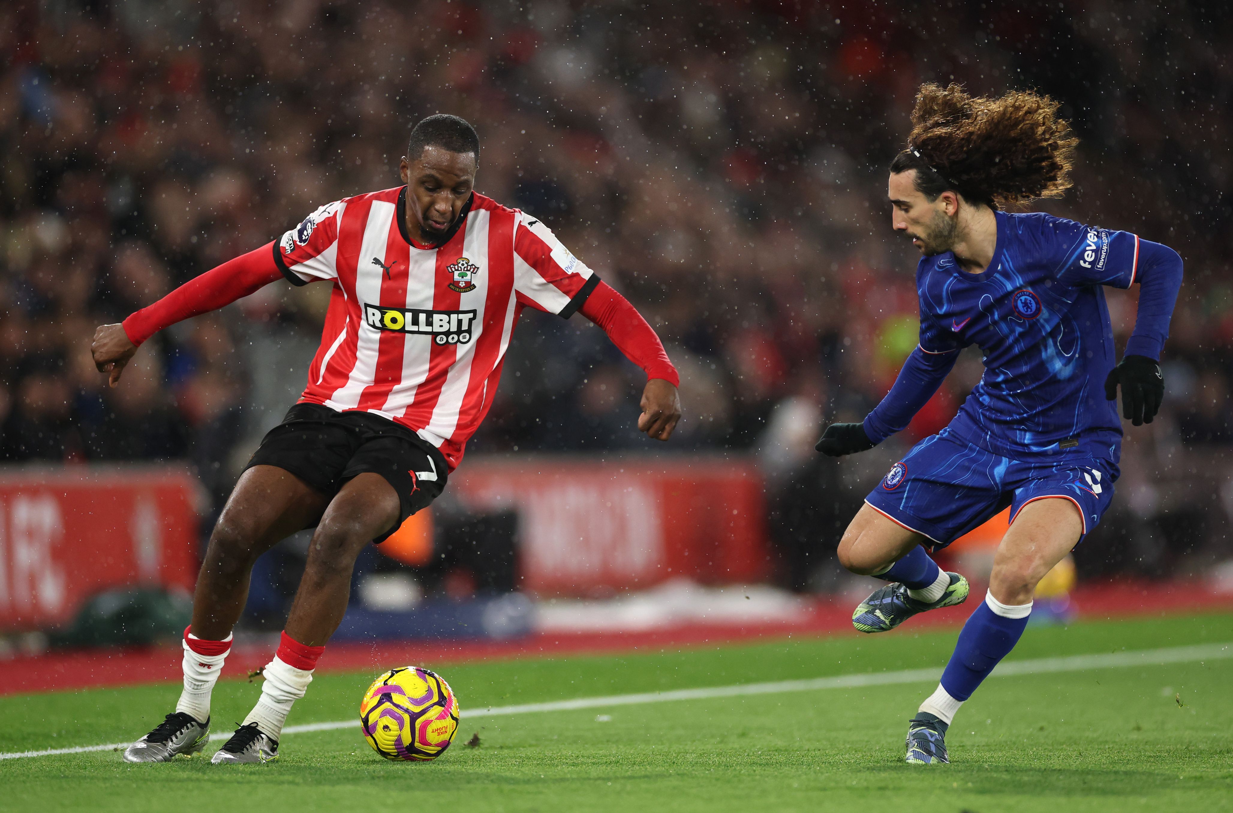 Marc Cucurella in action against Southampton. (Photo by Michael Steele/Getty Images)
