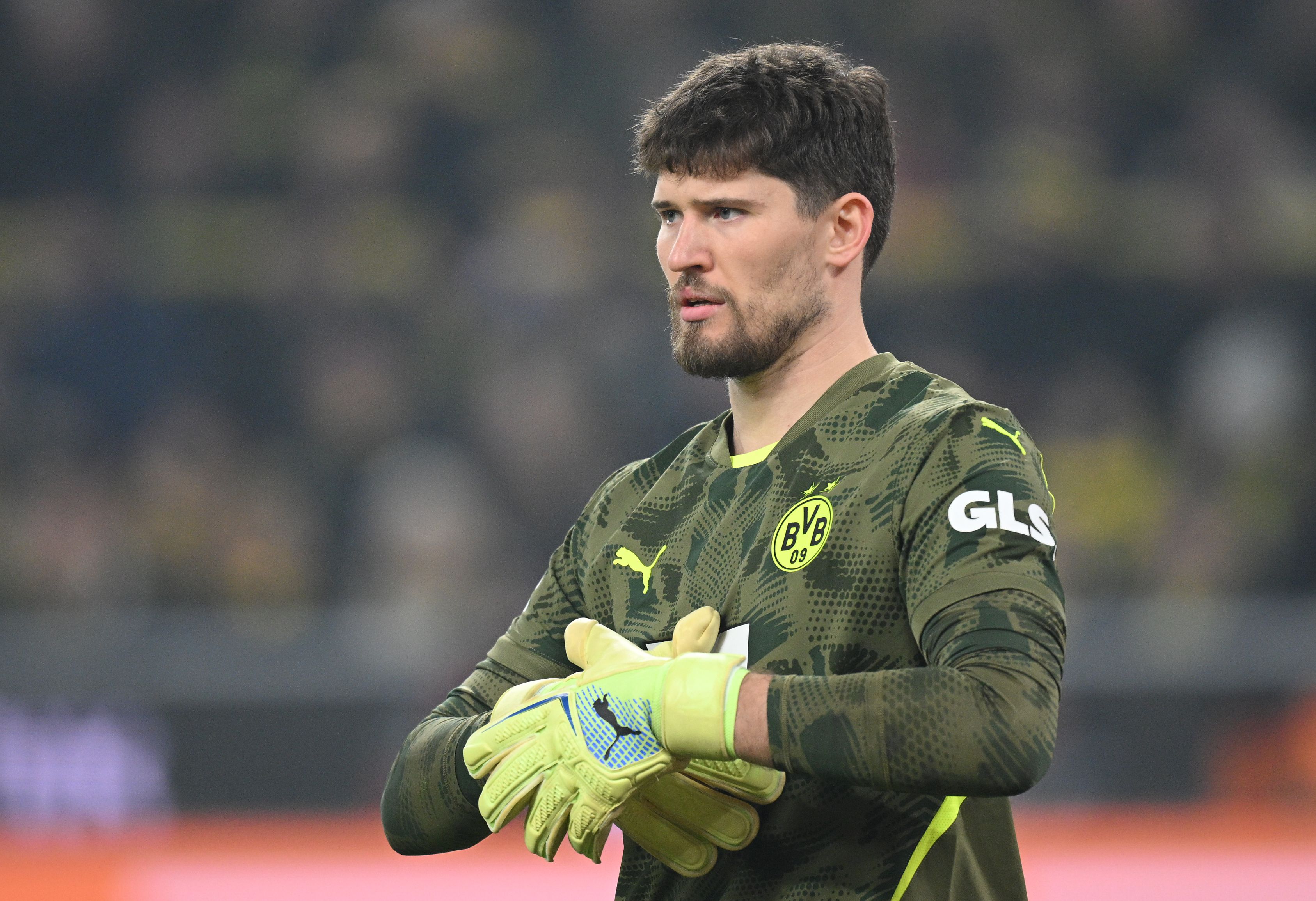 Gregor Kobel in action for Borussia Dortmund. (Photo by Stuart Franklin/Getty Images)