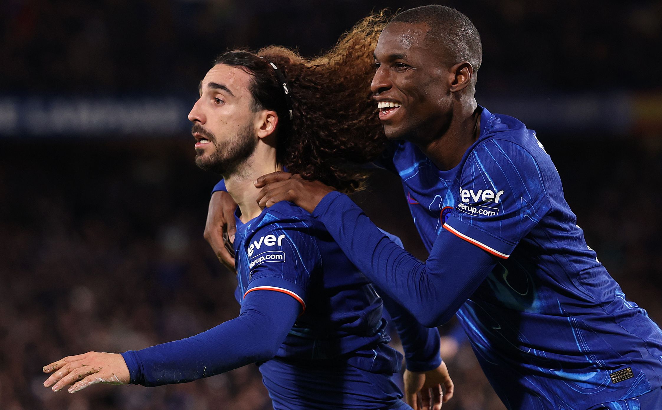Marc Cucurella celebrates his goal against Brentford. (Photo by Julian Finney/Getty Images)