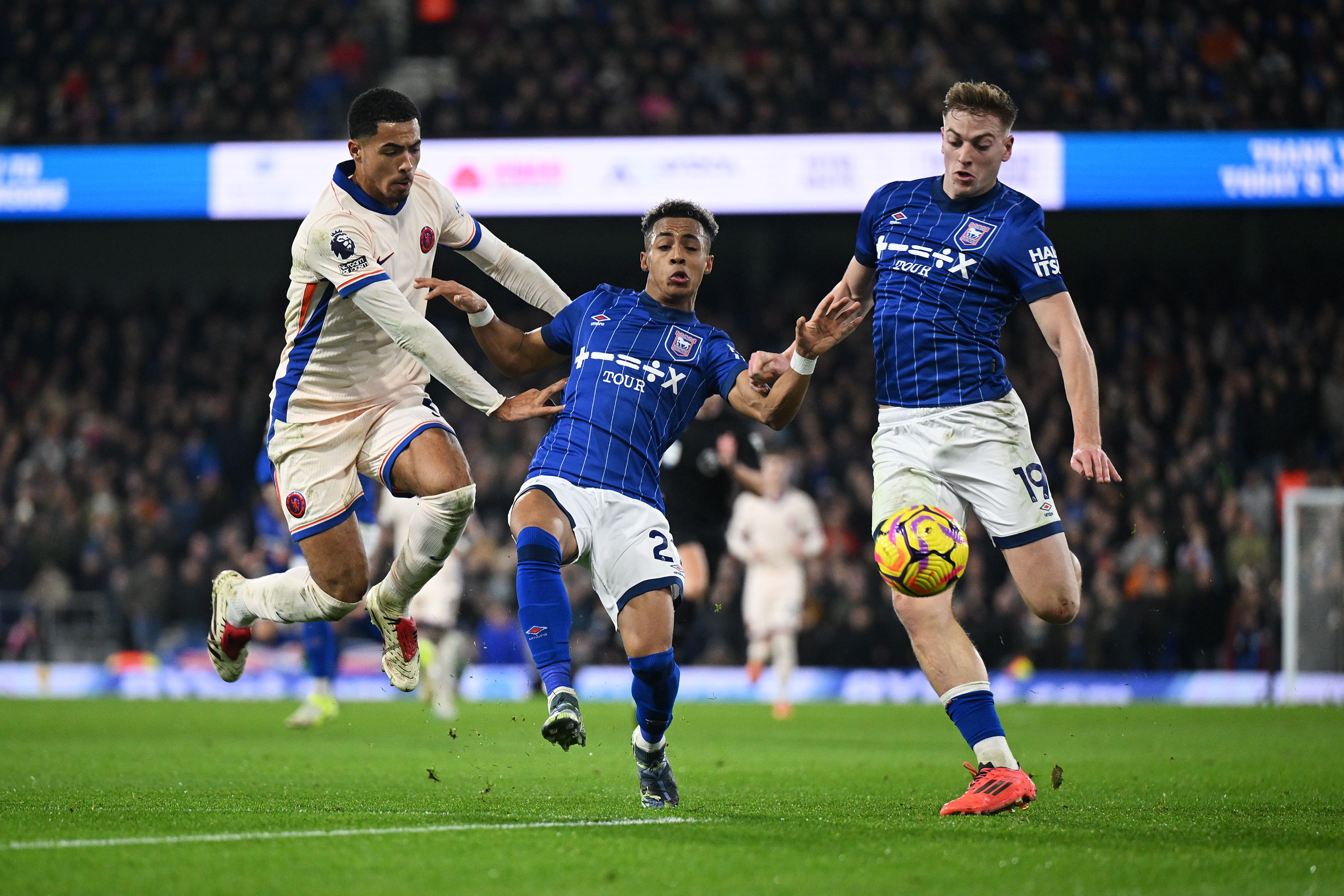Levi Colwill in action for Chelsea against Ipswich. (Photo by Michael Regan/Getty Images)
