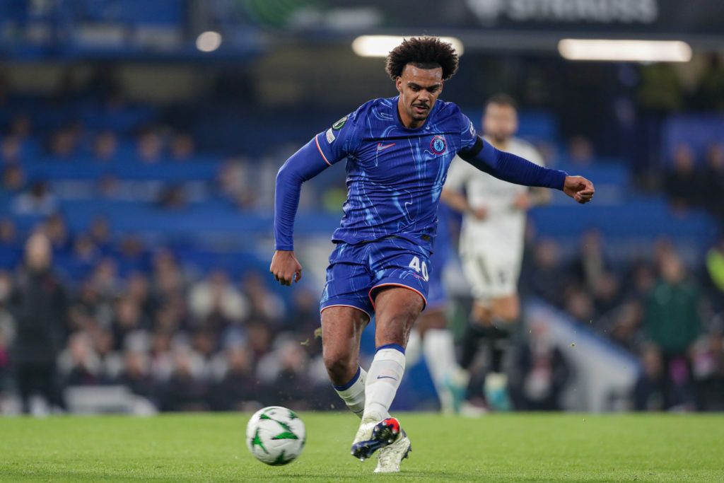 Renato Veiga passing through midfield. (Photo by Grzegorz Wajda/SOPA Images/LightRocket via Getty Images)