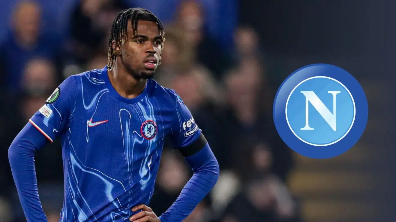 Carney Chukwuemeka with a Napoli logo.