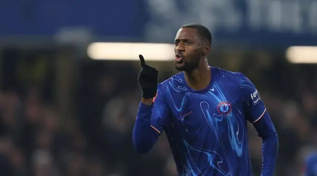 Tosin Adarabioyo celebrates his first Premier League goal for Chelsea.
