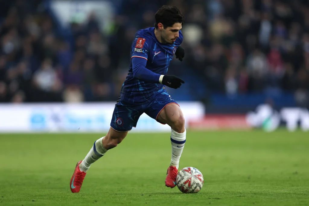 Pedro Neto dashes into space in the FA Cup. (Photo by Chris Lee â€“ Chelsea FC/Chelsea FC via Getty Image)