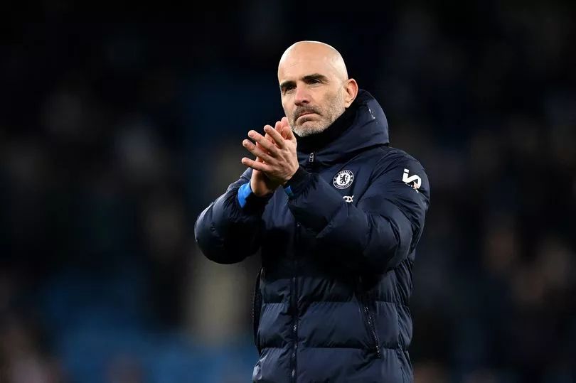 Enzo Maresca applauds the fans after a defeat to Man City.
