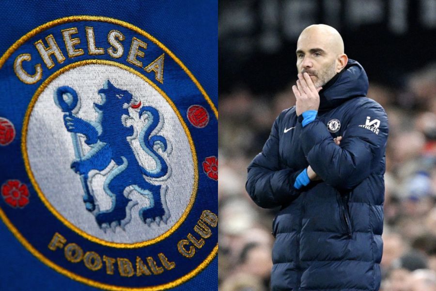 Chelsea logo and Enzo Maresca in a montage.