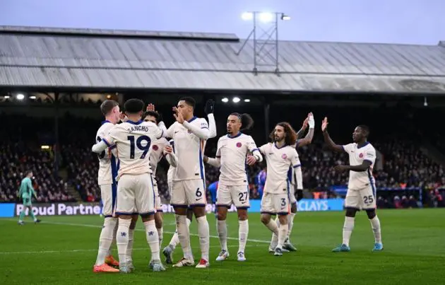Chelsea celebrate a goal at Selhurst Park. (Photo by Julian Finney/Getty Images)