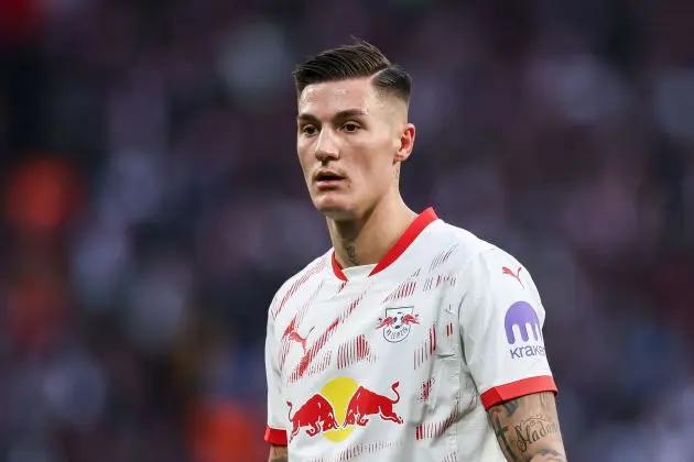 Benjamin Sesko in action for RB Leipzig.