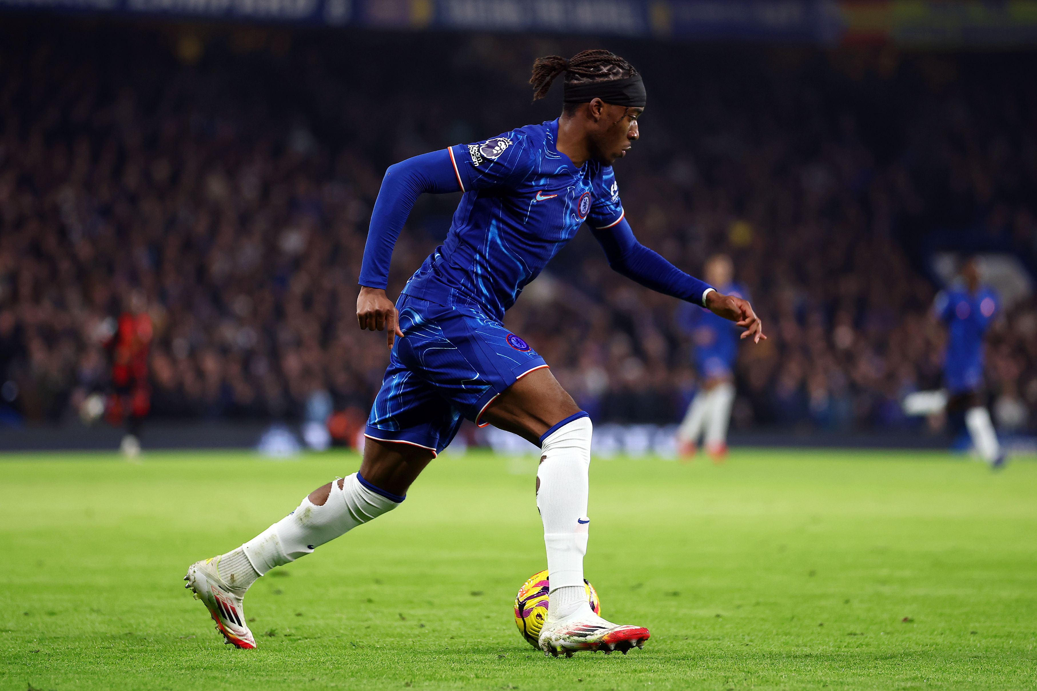 Noni Madueke in action for Chelsea. (Photo by Bryn Lennon/Getty Images)