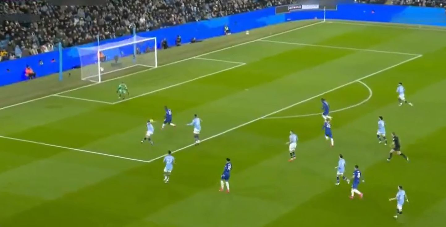 Khusanov makes a mistake which Chelsea pounce on.