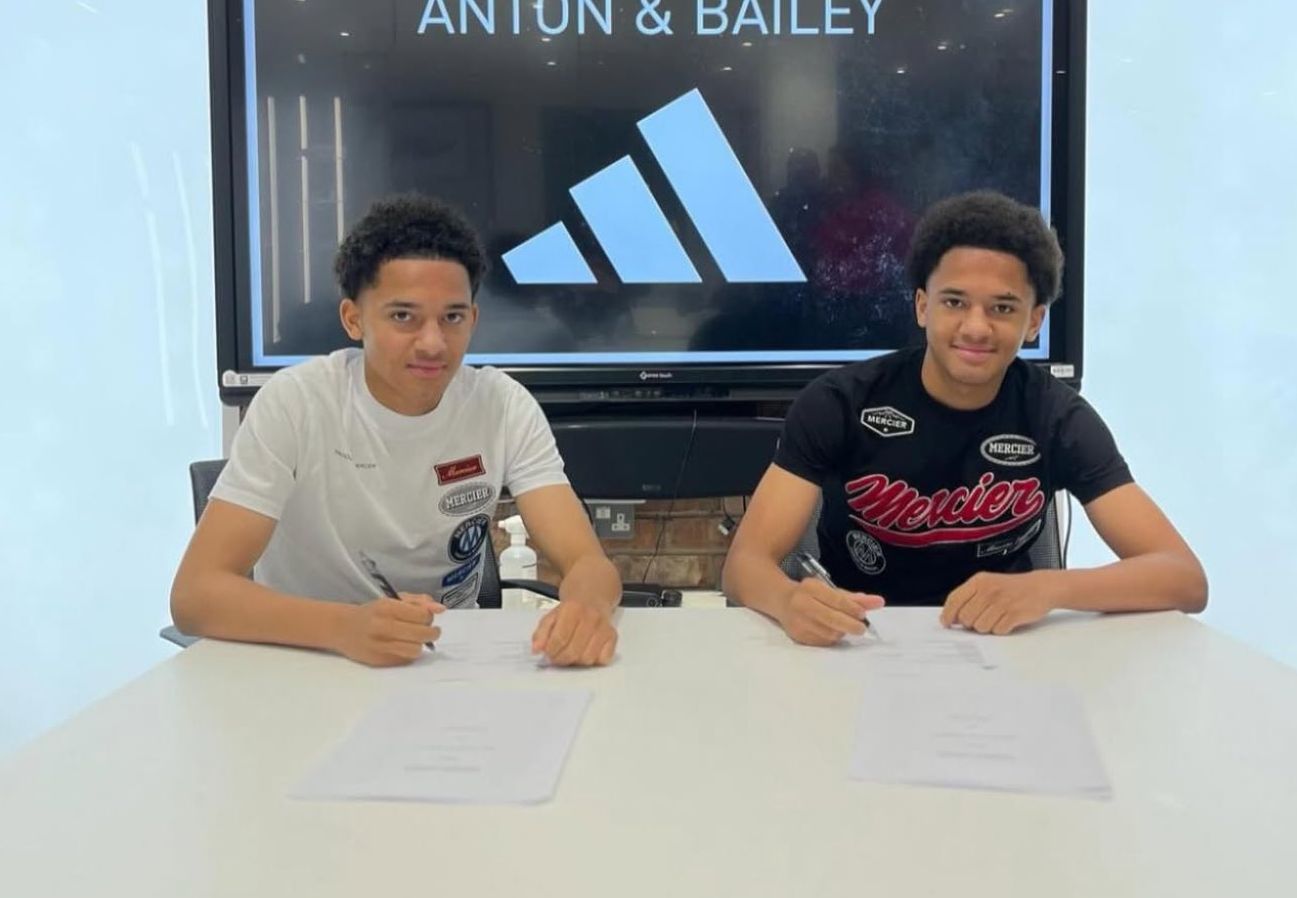 Anton and Bailey Palmer signing Adidas deals.