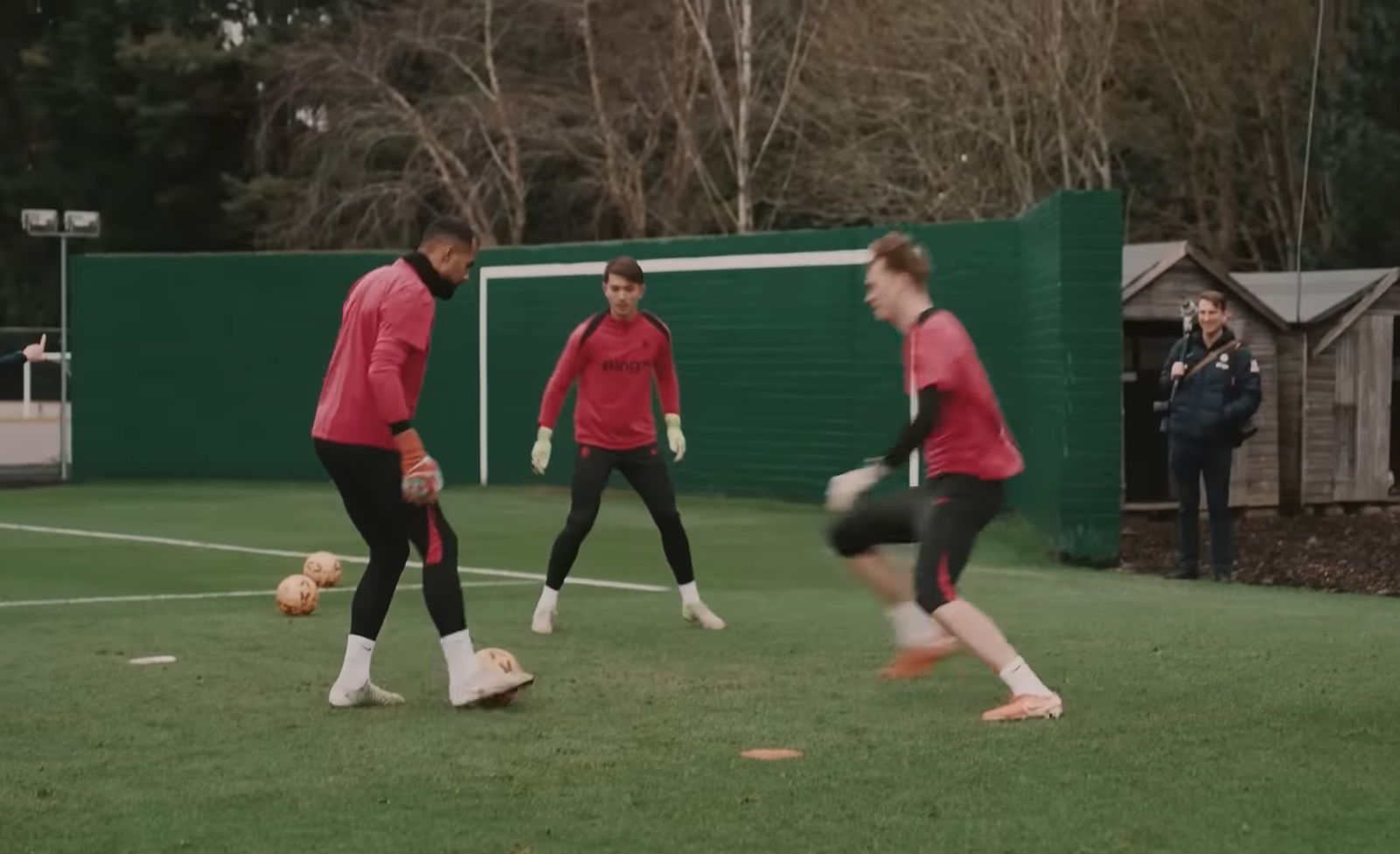 Chelsea's goalkeepers train in an intense session at Cobham ahead of the FA Cup game against Brighton.
