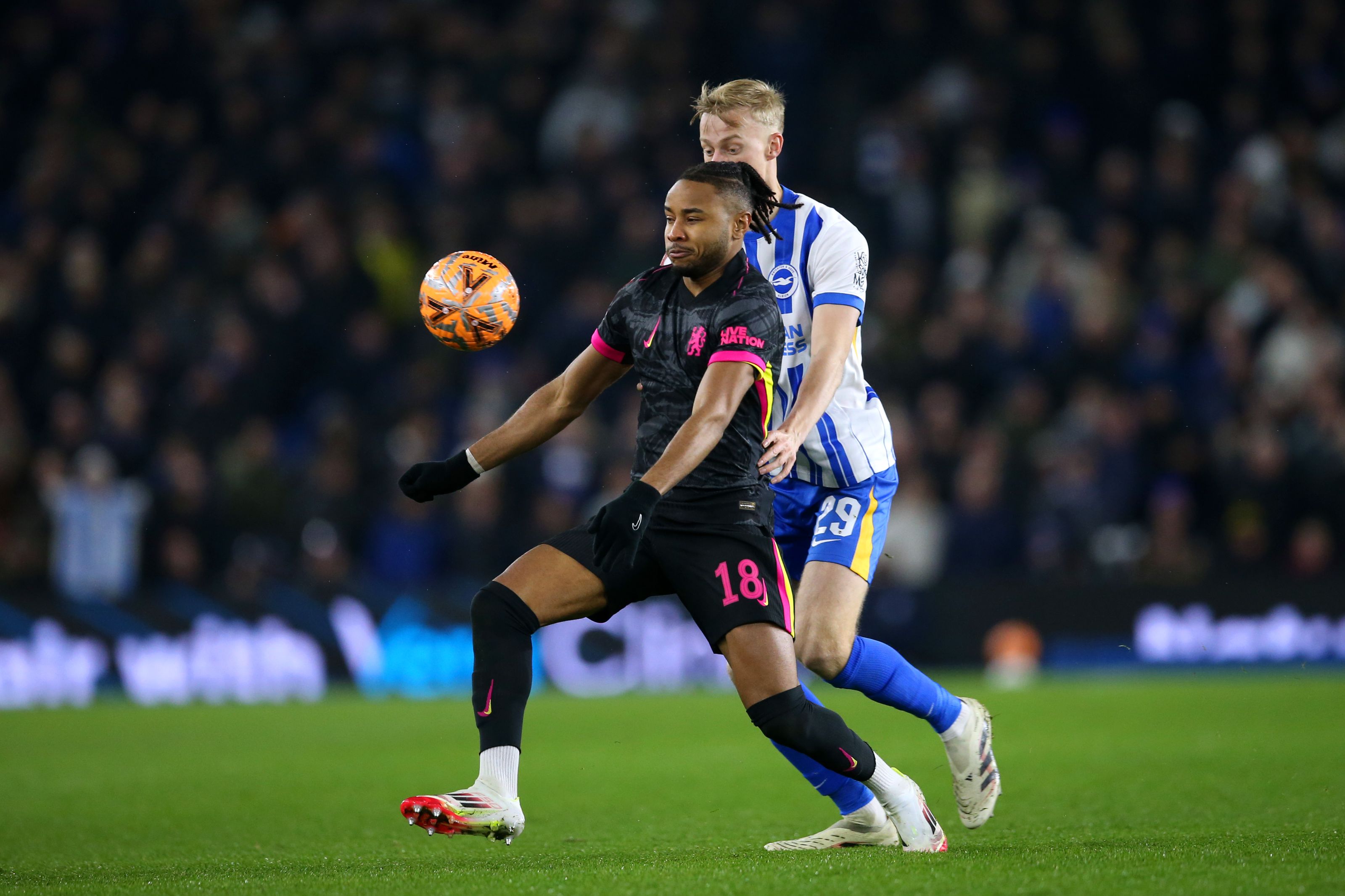 Christopher Nkunku in action against Brighton in the FA Cup.
