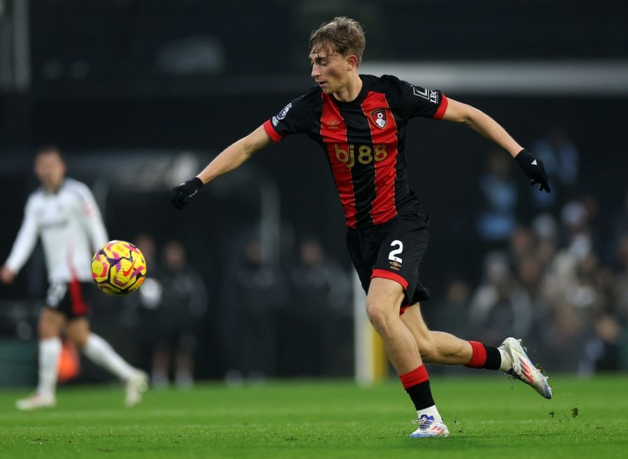 Dean Huijsen in action for Bournemouth against Fulham.
