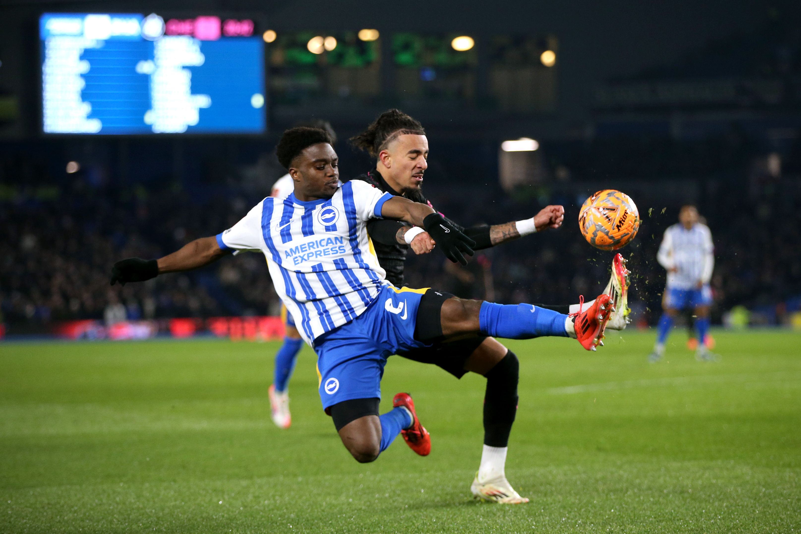 Malo Gusto in action against Brighton.