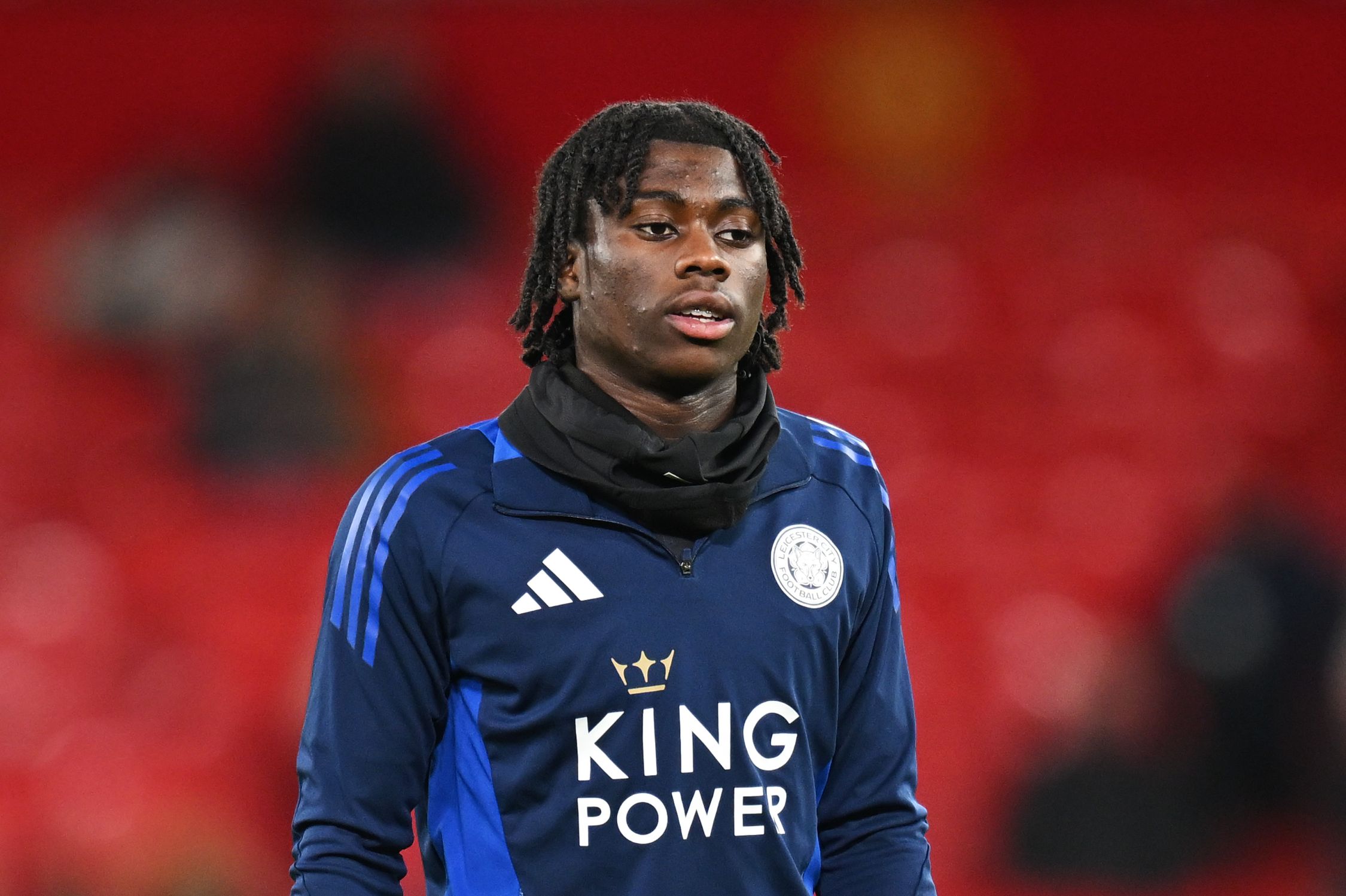Jeremy Monga warms up for Leicester City.