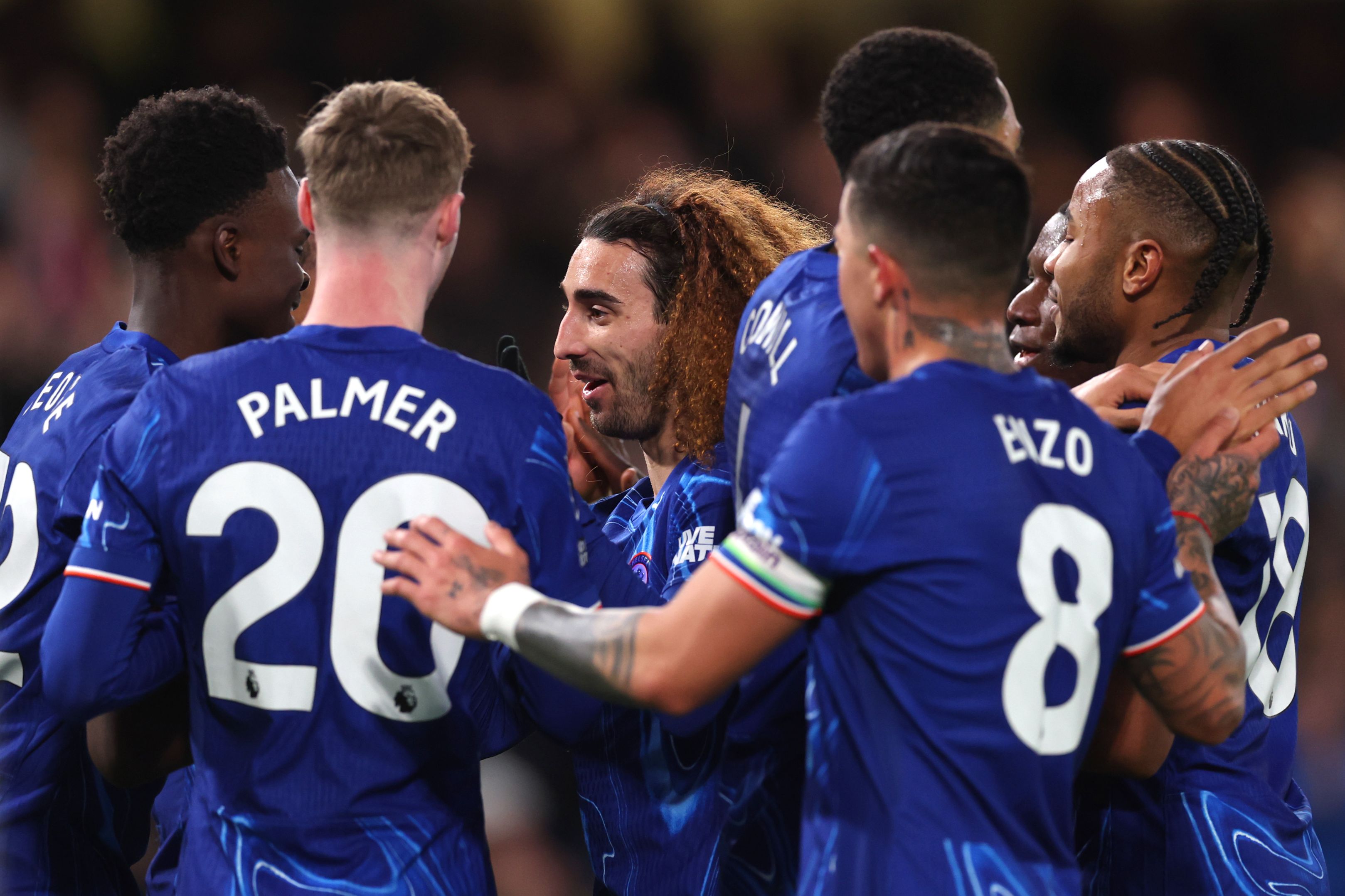 Chelsea celebrate a goal against Southampton.