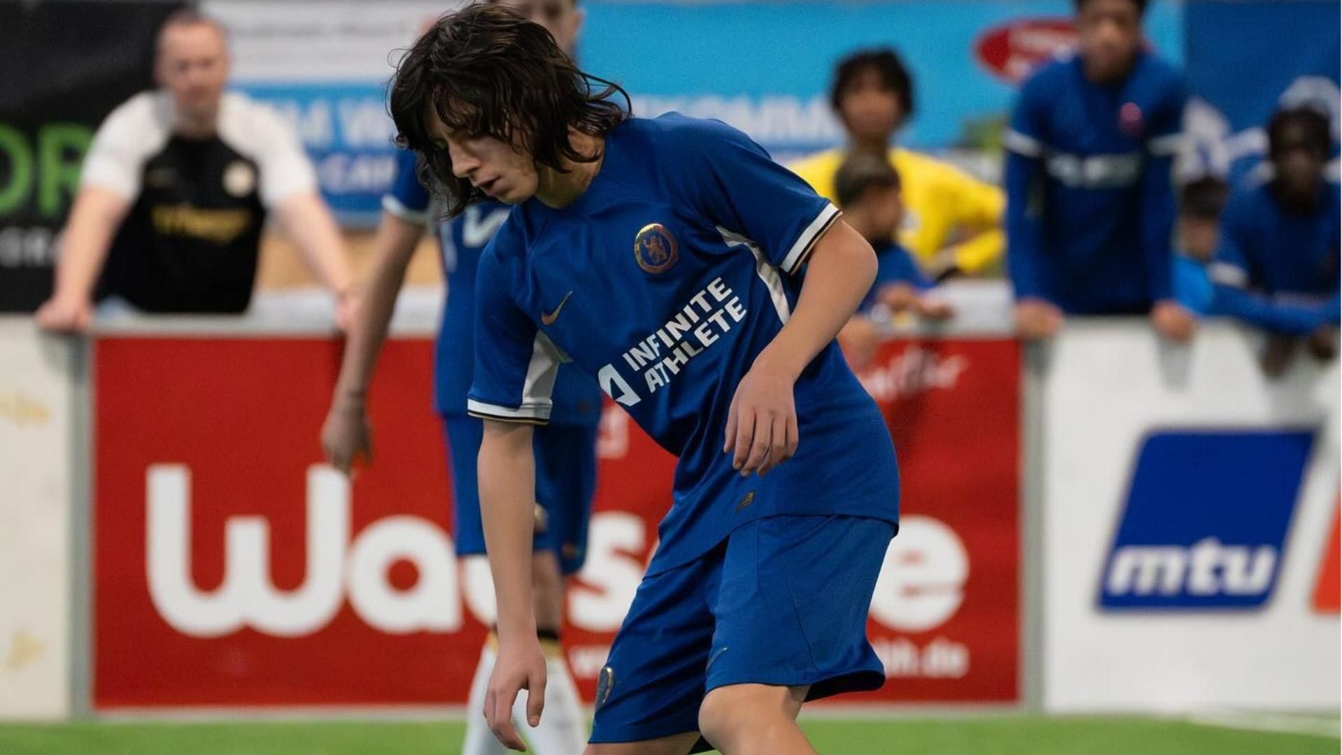 Ibrahim Rabbaj playing for Chelsea's Under-14s.
