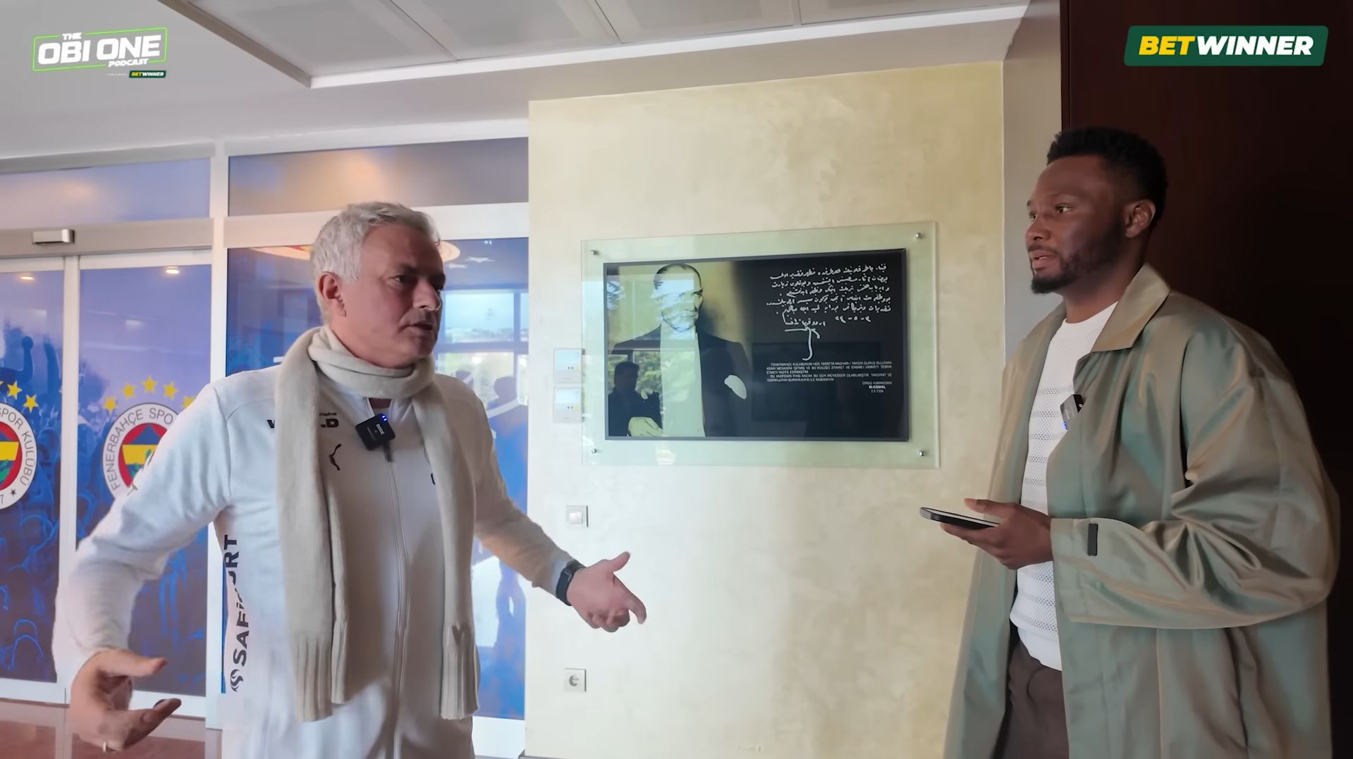 Jose Mourinho chats with John Obi Mikel in Istanbul.