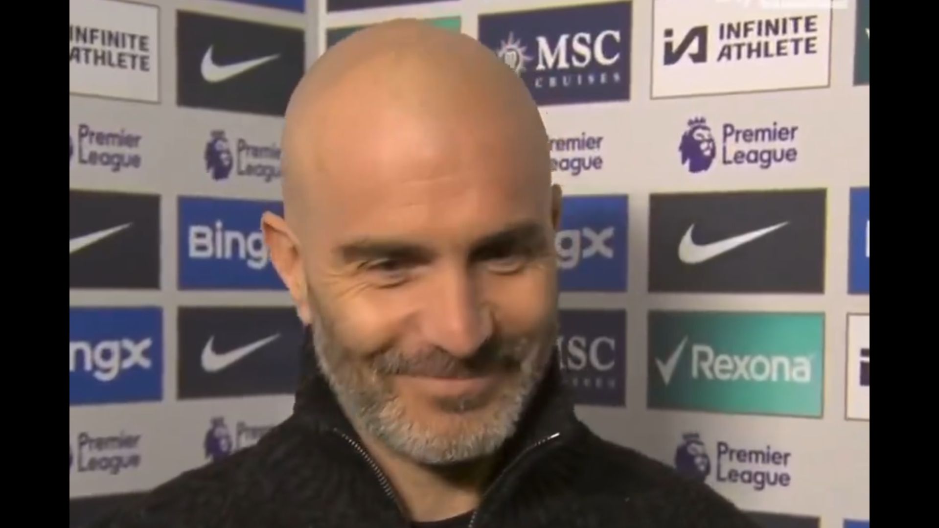 Maresca smiles when asked about his goalkeeper change.