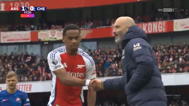 Enzo Maresca handshake with Jurrien Timber.