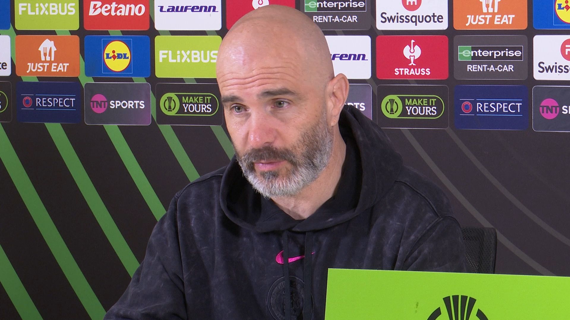 Enzo Maresca speaking in his press conference.