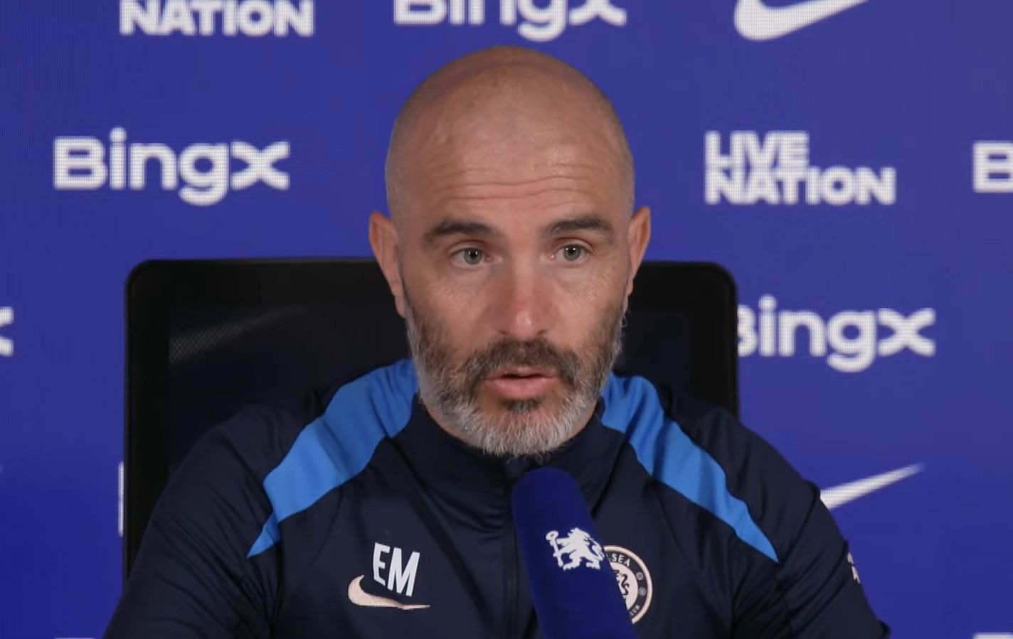 Enzo Maresca speaks in a pre-Leicester press conference.