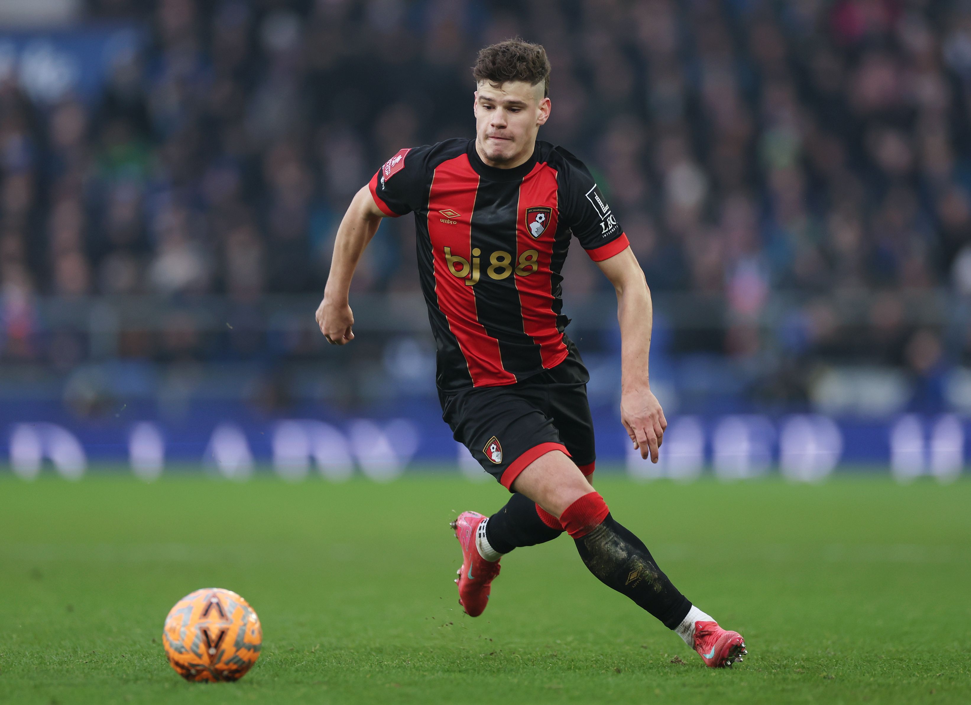 Milos Kerkez in action for Bournemouth in the FA Cup.