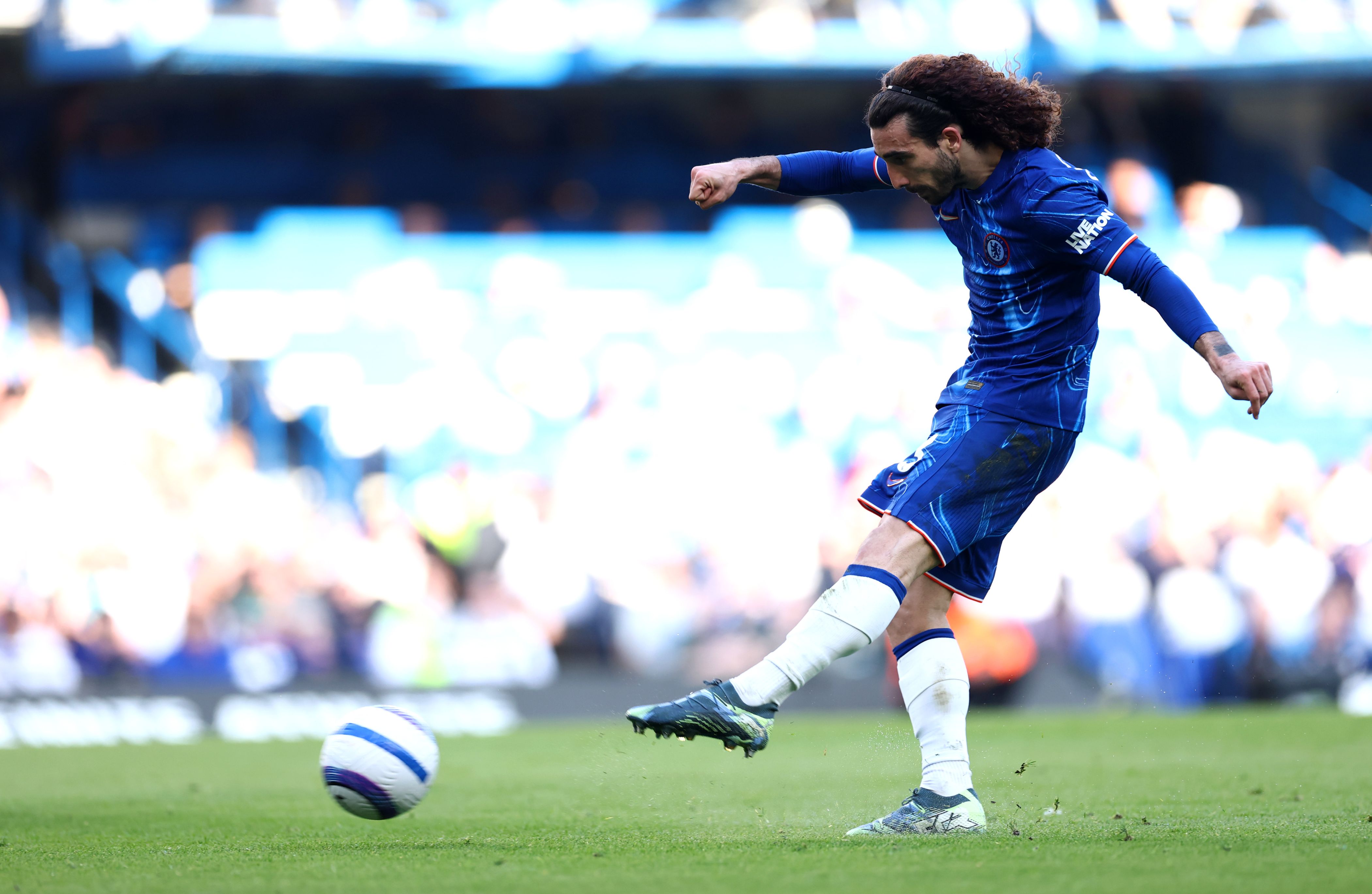 Marc Cucurella scores against Leicester.
