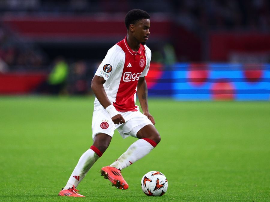 Chelsea target Jorrel Hato in action for Ajax. (Photo by Dean Mouhtaropoulos/Getty Images)