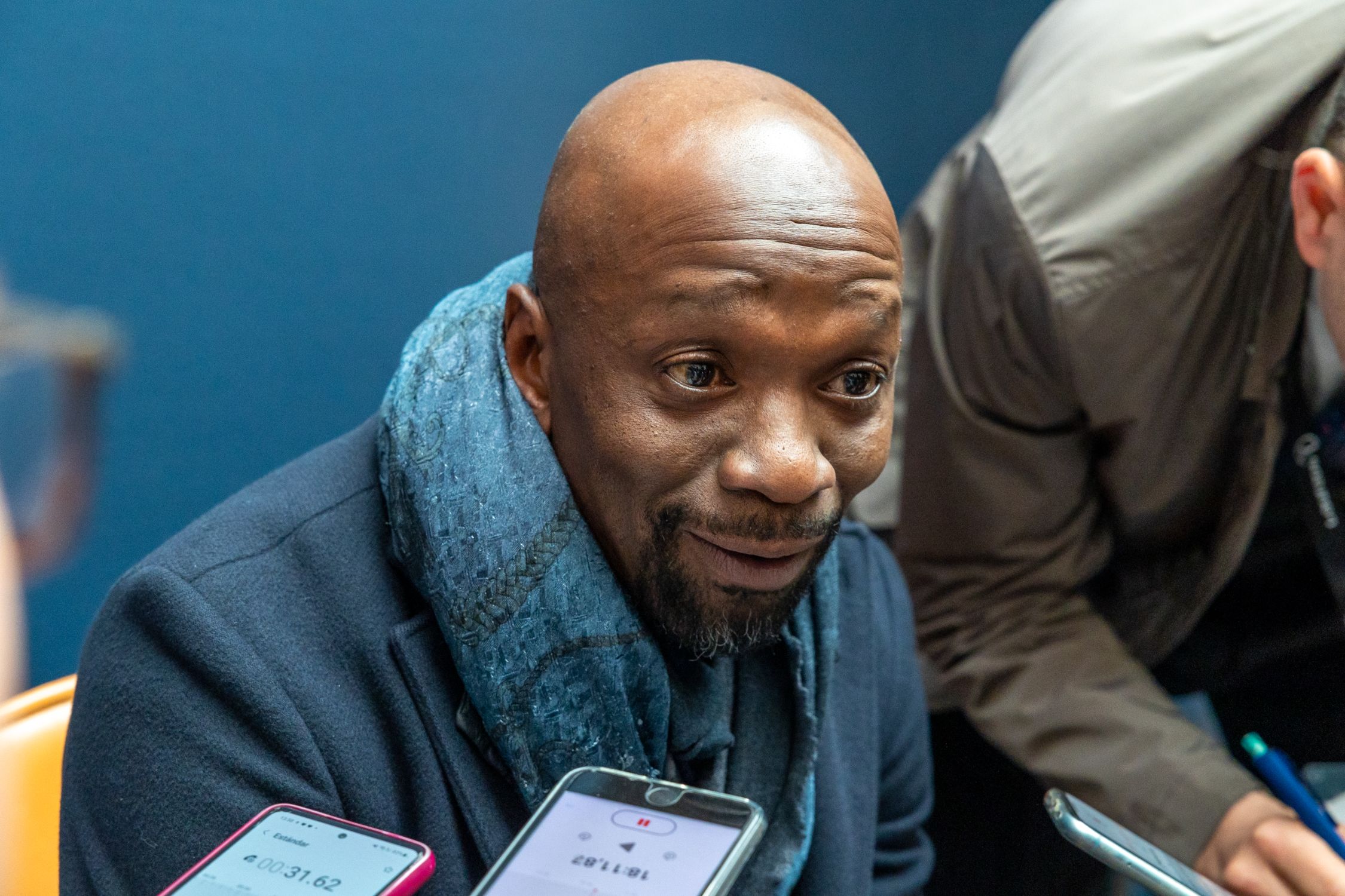 Claude Makelele gives an interview.